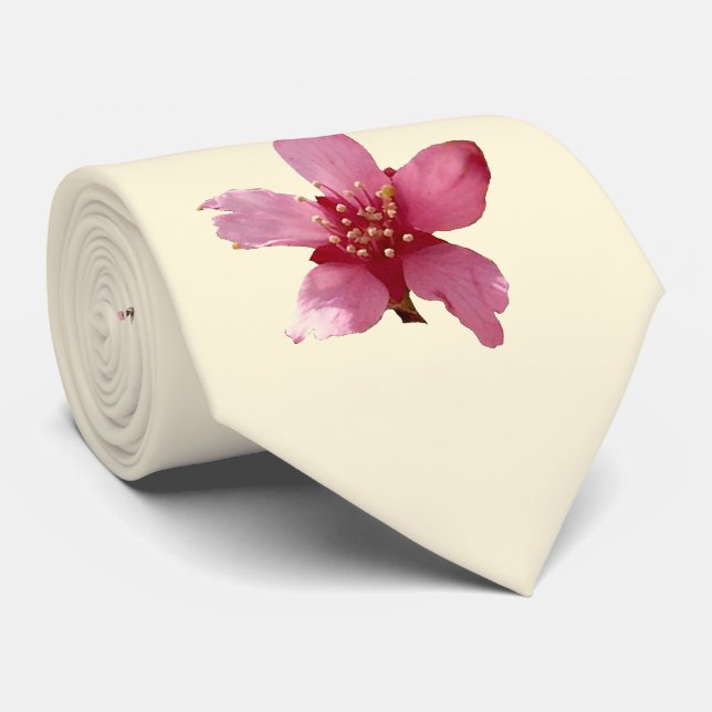 Single Blossom Cherry Blossom Tie (Rolled)