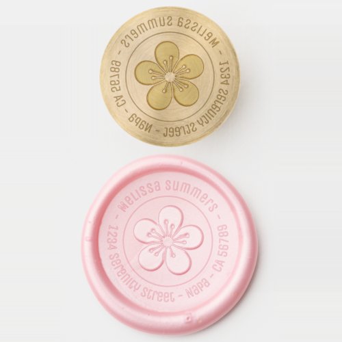 Single Blossom Flower Round Address Wax Seal Stamp