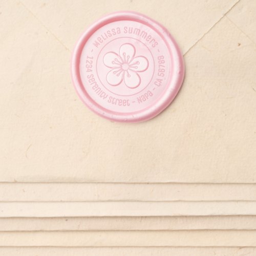 Single Blossom Flower Round Address Wax Seal Sticker