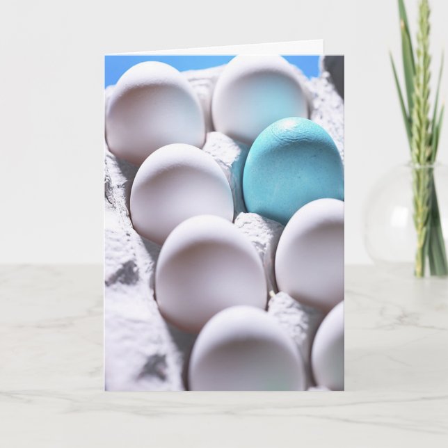 Single Blue Dyed Easter Egg Holiday Card (Front)