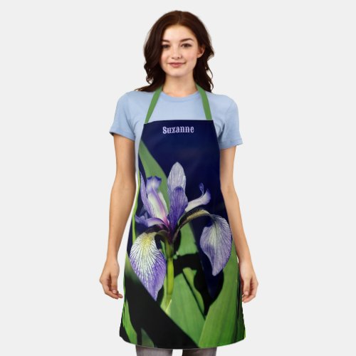 Single Blue Flag Iris Flower Nature Personalized Apron