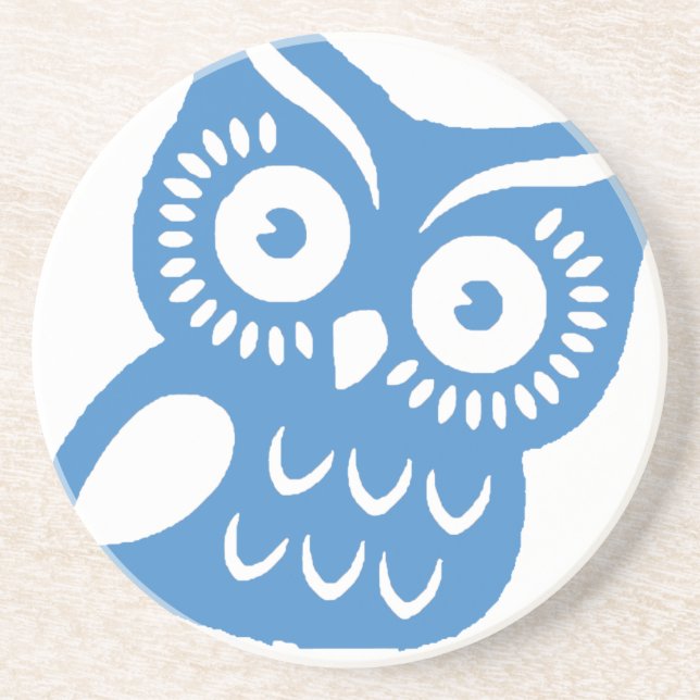Single Blue Owl Coaster (Front)