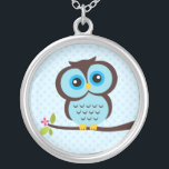 Single Blue Owl Silver Plated Necklace<br><div class="desc"></div>