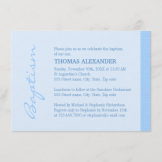 Single Blue Stripe Baptism Invitation
