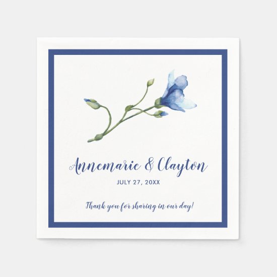 Single Blue Watercolor Flower Reception | Napkin