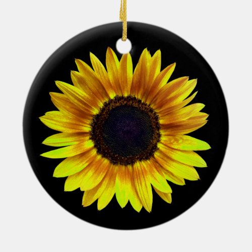 Single Bright Yellow Sunflower Ceramic Ornament