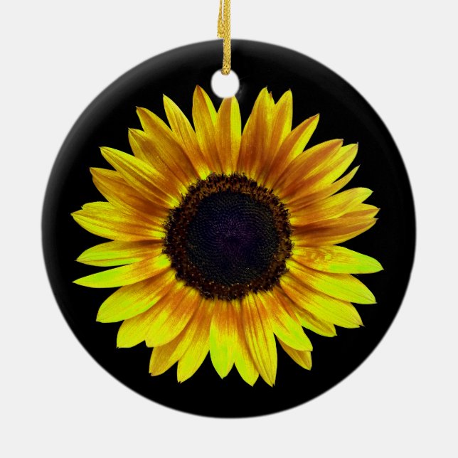 Single Bright Yellow Sunflower Ceramic Ornament (Back)