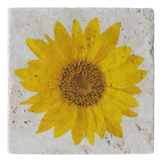 Single Bright Yellow Sunflower Trivet (Front)
