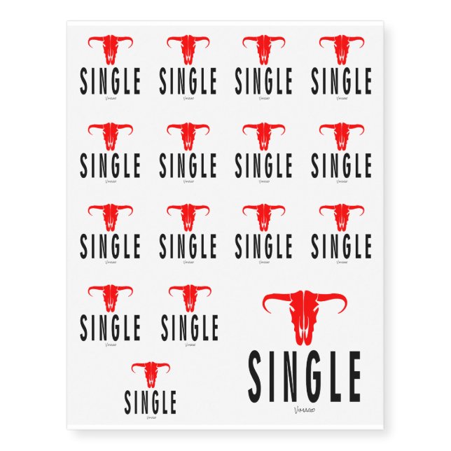 Single & Bull by Vimago Temporary Tattoos (Front)