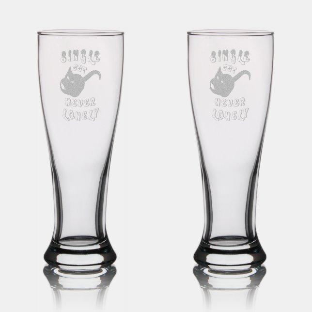 Single But Never Lonely Pilsner Glass (Glassware)