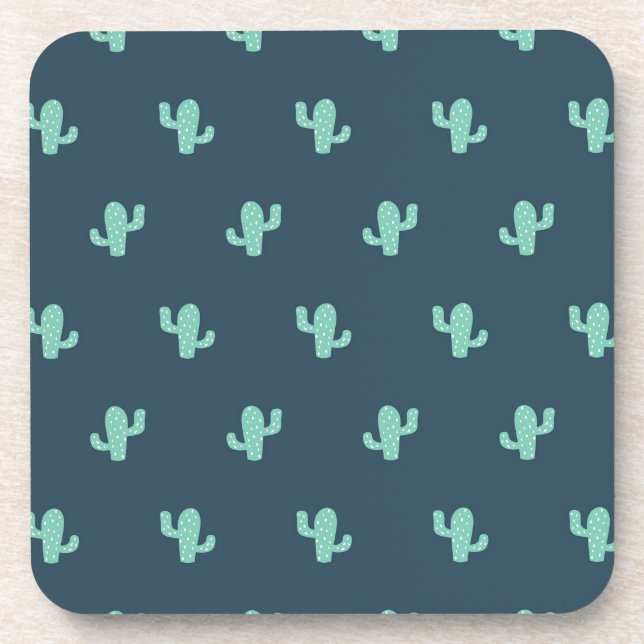 Single Cactus Pattern Beverage Coaster (Front)