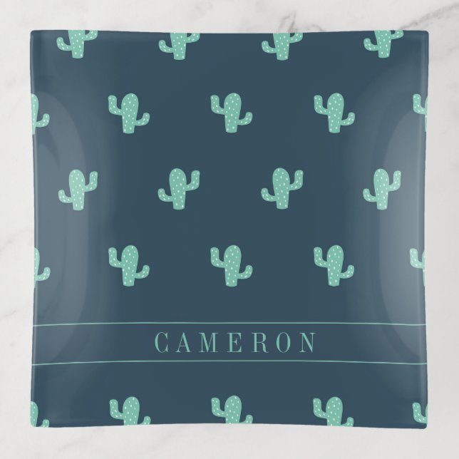 Single Cactus Pattern Trinket Tray (Front)