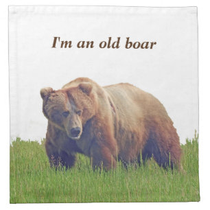 Single, Cocktail napkin w/ grizzly bear