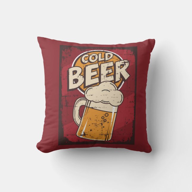 Single Cold Beer Throw Pi Pillow (Front)