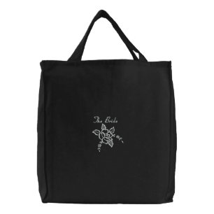 Single Color Embroidered Flower - The Bride Tote Bag