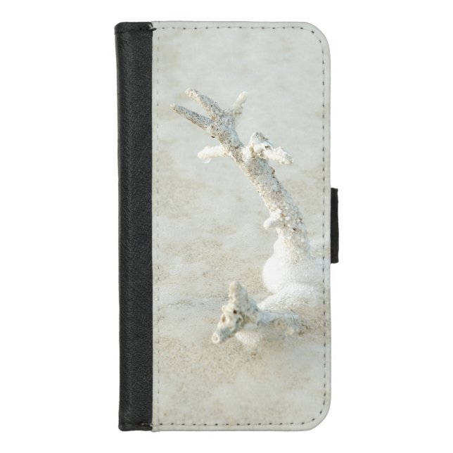 Single coral on the beach iPhone wallet case (Front)