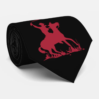 Single Cowboy on Horse with Whip Neck Tie