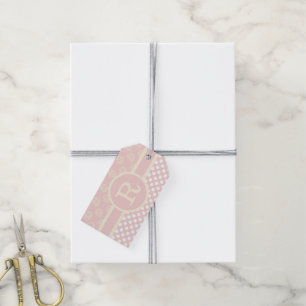 Single Custom Monogram Polka Dot and Roses  Gift Tags