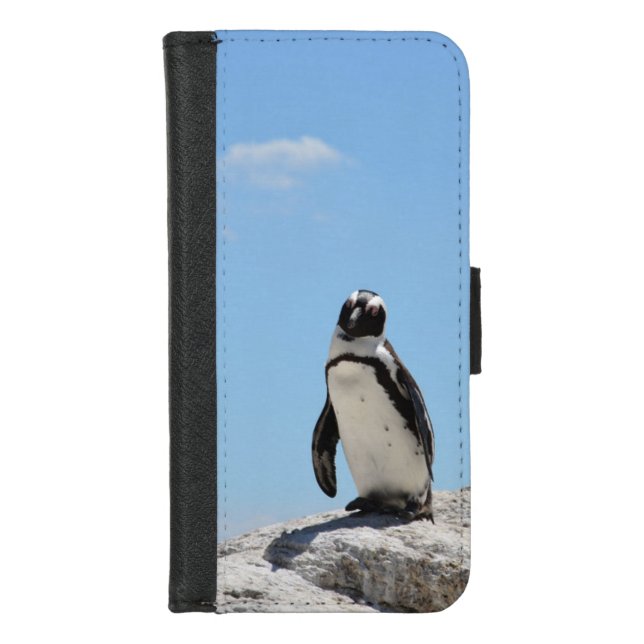 Single Cute Penguin and Blue Sky iPhone Wallet Case (Front)