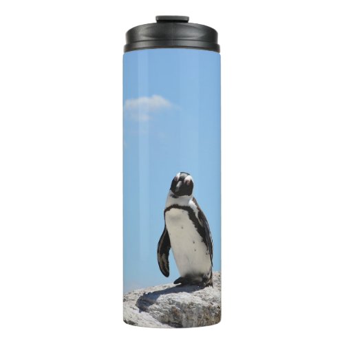 Single Cute Penguin and Blue Sky Thermal Tumbler