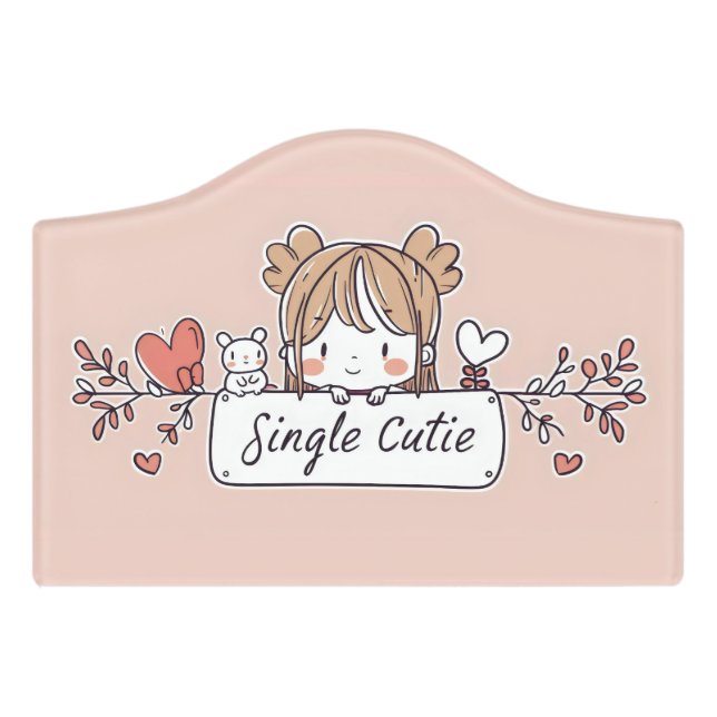 Single Cutie Anime Kawaii Door Sign (Small Crest Front)