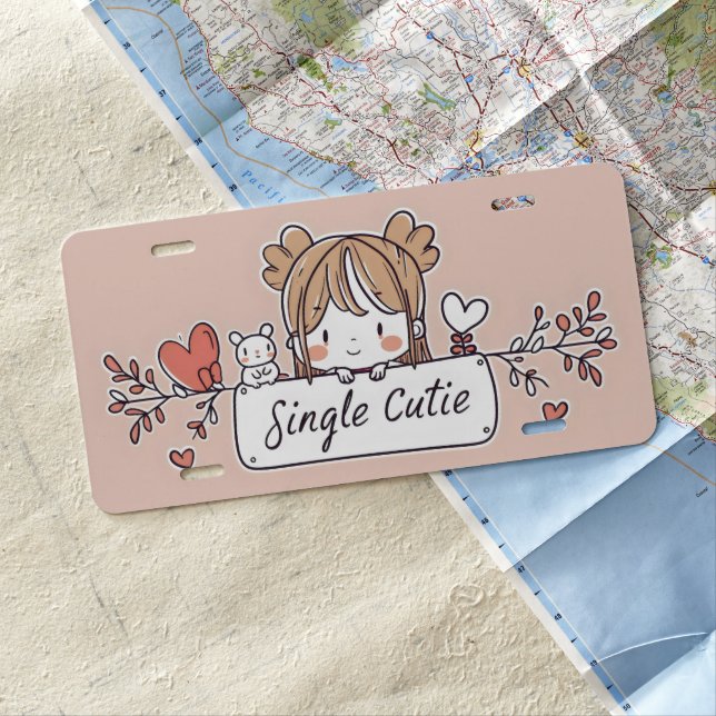 Single Cutie Anime Kawaii License Plate (In Situ)