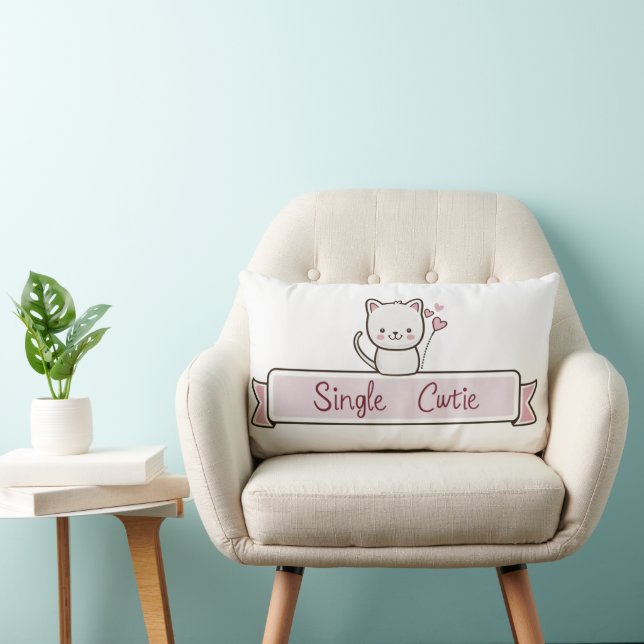 Single Cutie Cute Cat Lumbar Pillow (Chair)