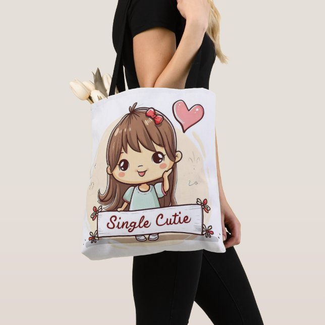 Single Cutie Cute Girl Tote Bag (Close Up)