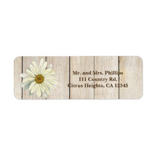 Single Daisy Flower & Light Rustic Country Wood Label