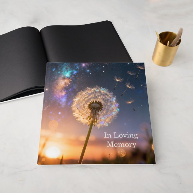 Single dandelion head with its seeds, condolence guest book (Creator Uploaded)