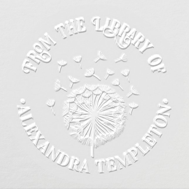Single Dandelion, Seeds in Wind Library Book Name Embosser (Design)