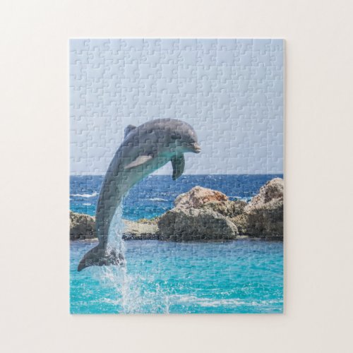 Single Dolphin Jumping Jigsaw Puzzle