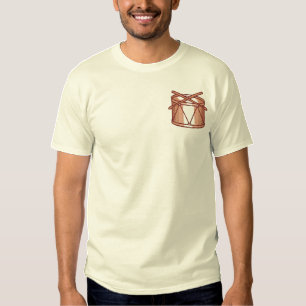 Single Drum and drumsticks Embroidered T-Shirt