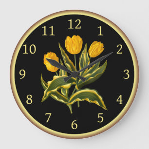 Single Early Tulip Yellow 006 ~ Botanical Art ~  Large Clock