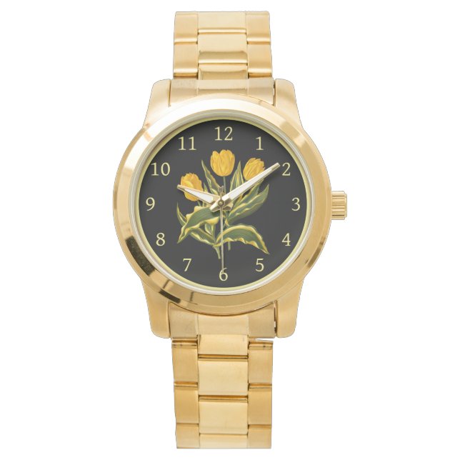 Single Early Tulip Yellow 006 ~ Botanical Art ~   Watch (Front)