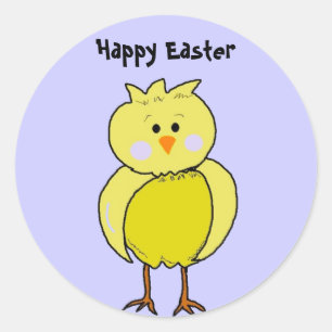 Single Easter Chick Classic Round Sticker