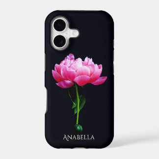 Single Elegant Pink Peony Personalize iPhone 17 Case