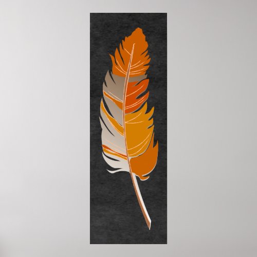 Single Feather  _ Rustic Orange on Chalkboard Poster