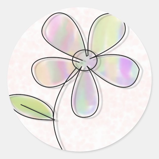 Single Flower Classic Round Sticker (Front)