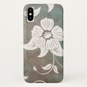 Single Flower Design on Antique Vintage Background iPhone X Case