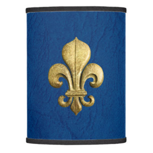 Single Gold Fleur De Lis on Blue Lamp Shade