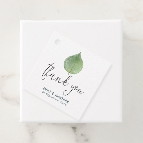 Single Green Eucalyptus Leaf Thank You wedding Favor Tags