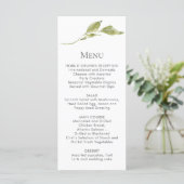 Single Green Leaf Stem Menu Cards | Zazzle