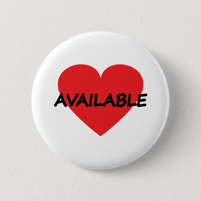 single heart available pinback button (Front)