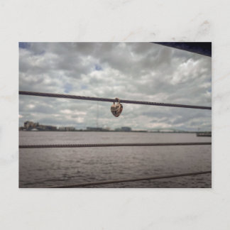 Single Heart Love Lock Postcard