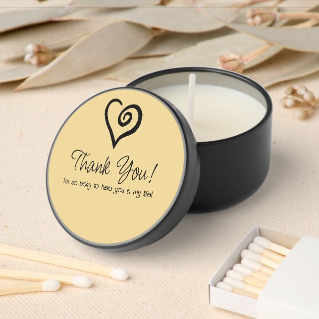 Single Heart on a Butter Yellow Background Mini Candle Favors (Insitu)