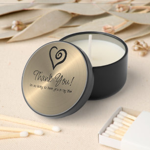 Single Heart on Faux Metallic Background Mini Candle Favors