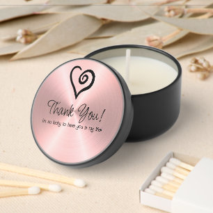 Single Heart on Faux Rose Gold Metallic Background Mini Candle Favors