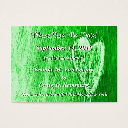 Single Heart Save The Date In Light Green Business Card Templates