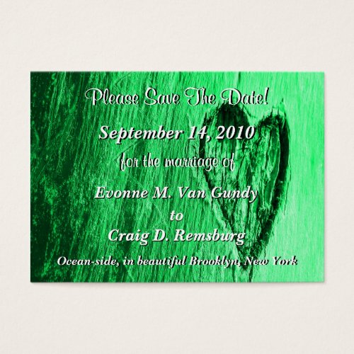 Single Heart Save The Date In Light Green
